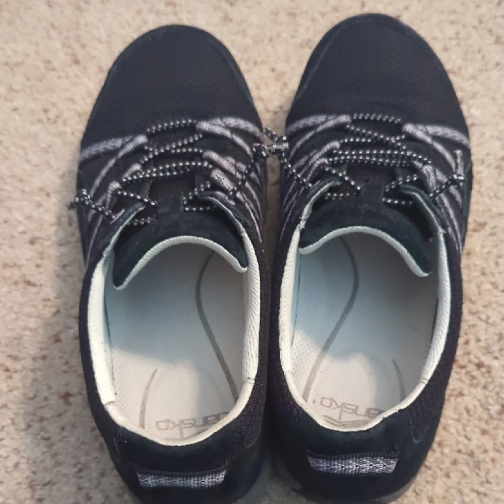 Size 37 Dansko Black and White Athletic Shoes HIKING SLIP ONS Gorp core